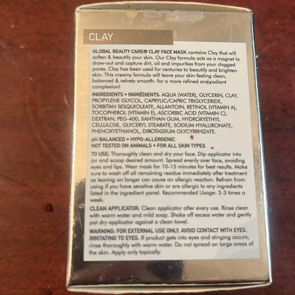 Clay Gel Face Mask With Mask Applicator Vitamins A, C & E GLOBAL BEAUTY CARE New - Picture 4 of 4